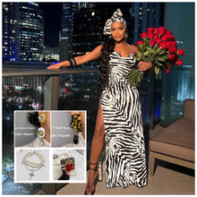 Load image into Gallery viewer, Exotic Glam🌹🦓 dress (matching scarf will be added)
